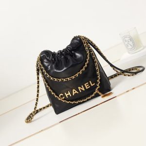 Alternative view of CHANEL 22 MINI HANDBAG Shiny Calfskin black 20 ¡Á 19 ¡Á 6 cm