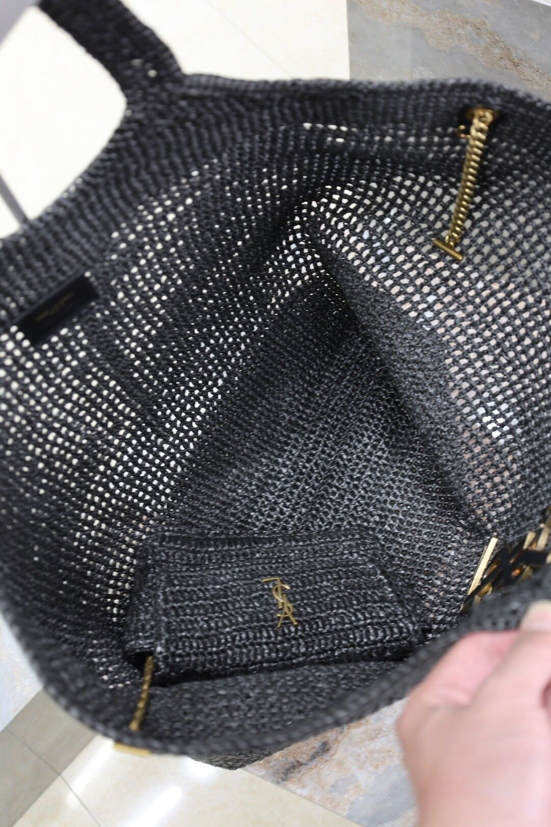 YSL ICARE IN RAFFIA 37-55x43x5cm - Image 8