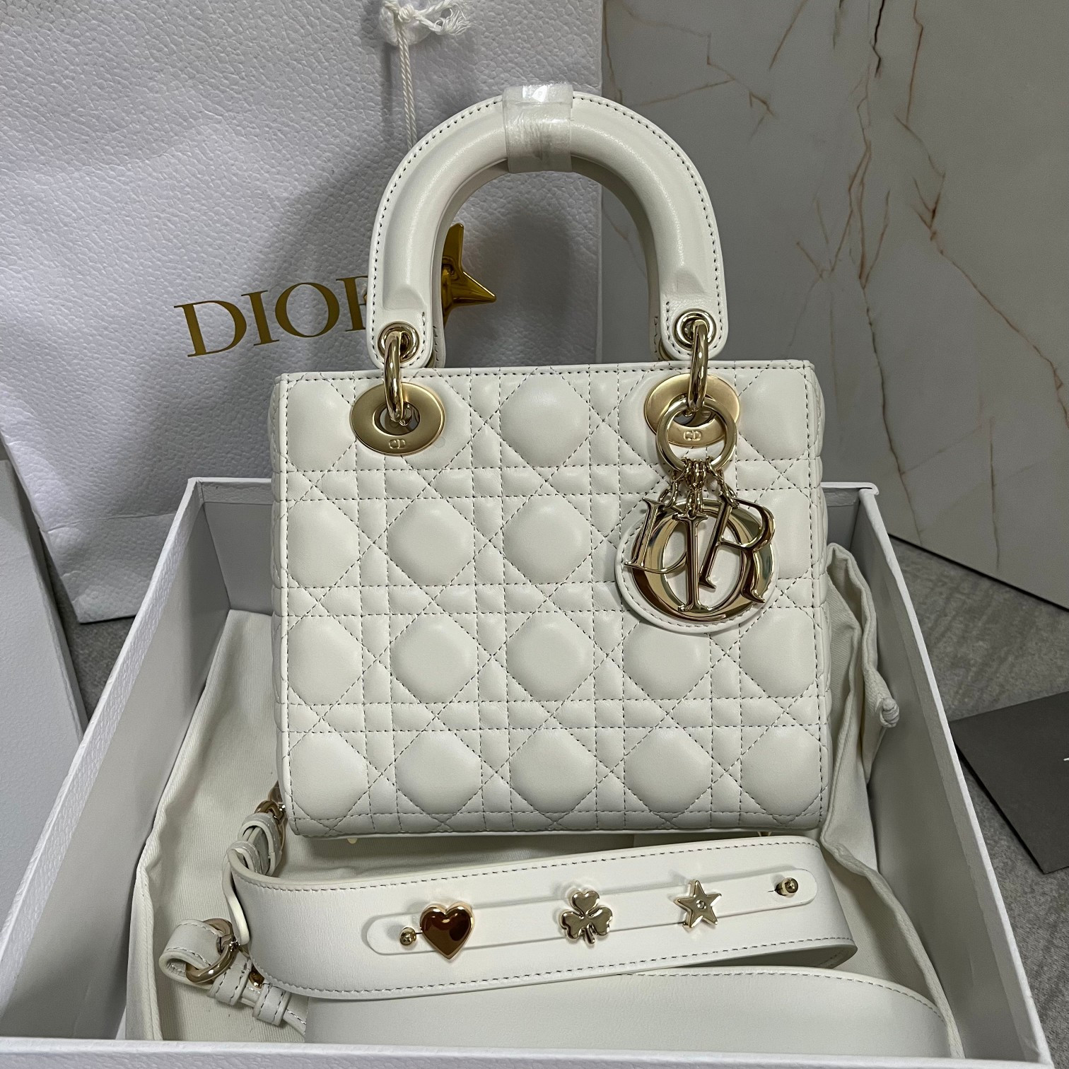 Alternative view of Small Lady Dior My ABCDior Bag White 8 x 6.5 x 3 inches