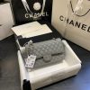 CHANEL Classic Handbag in Grained Litchi Pattern Calfskin & Silver-Tone Metal, Gray 6 × 9.9 × 2.5 inches