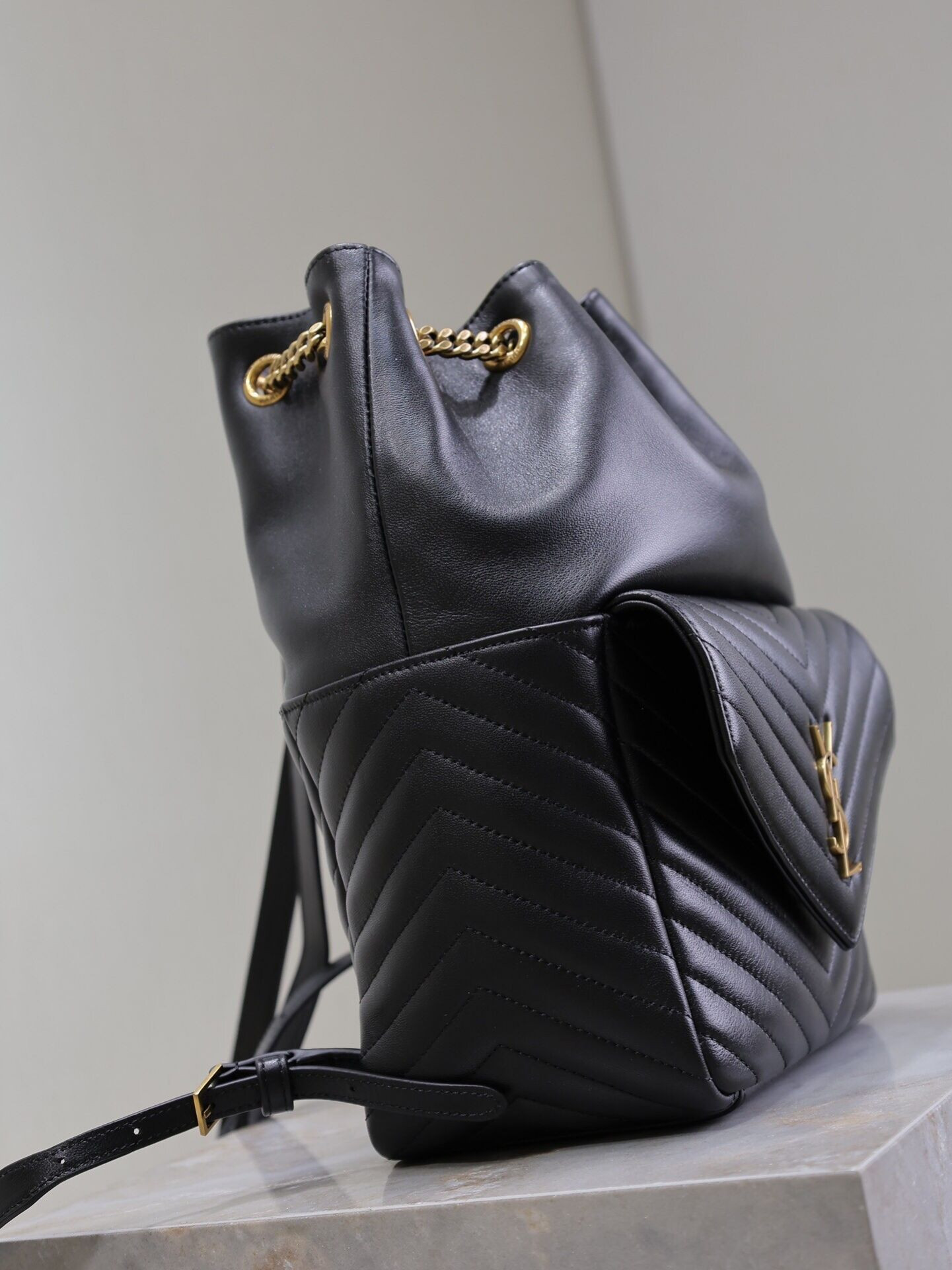 YSL Saint Laurent Joe Drawstring Quilted Backpack 22x29x15cm - Image 4