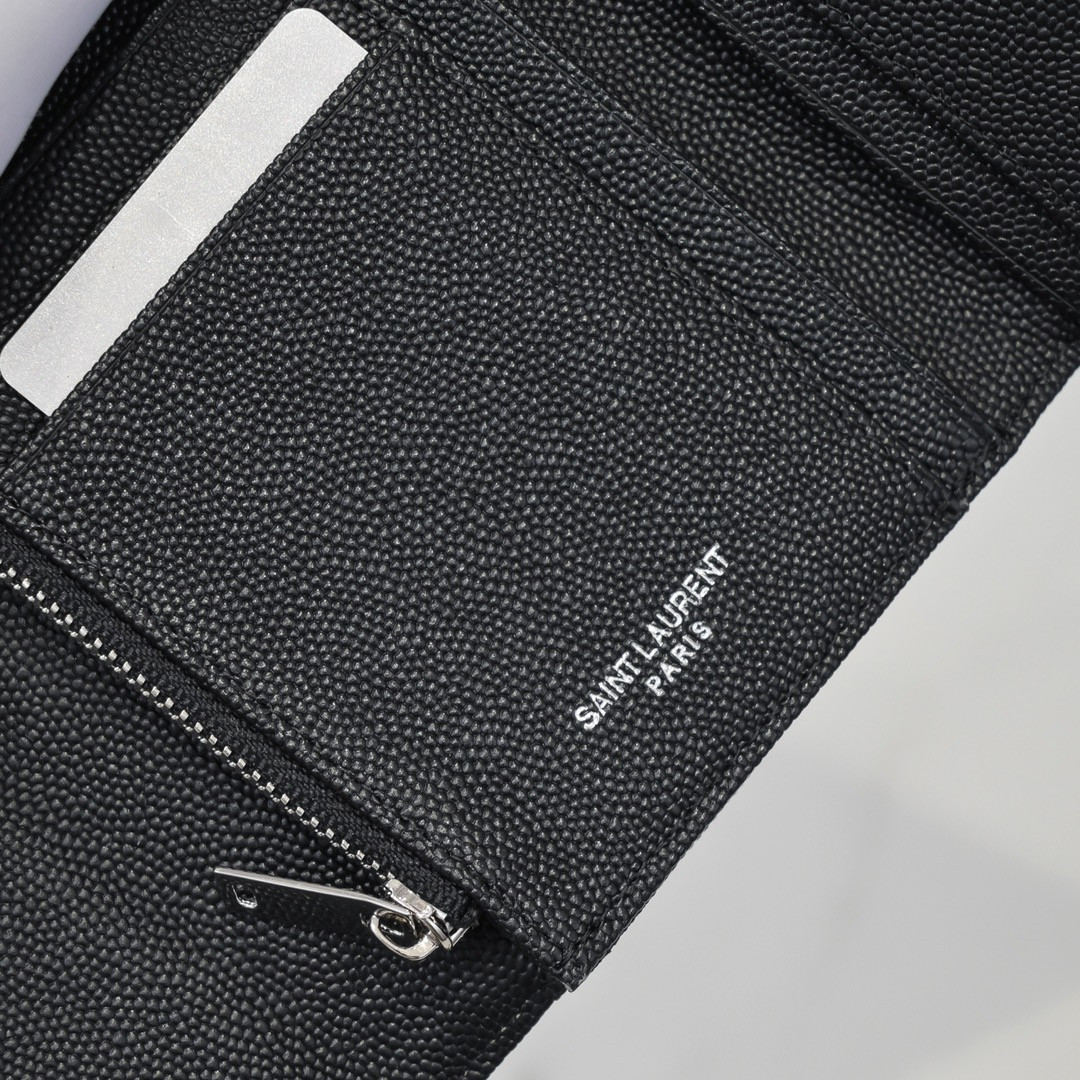 YSL cassandre matelass¨¦ compact tri fold wallet in grain de poudre leather 12.5 x 10 x 2.5 cm - Image 7