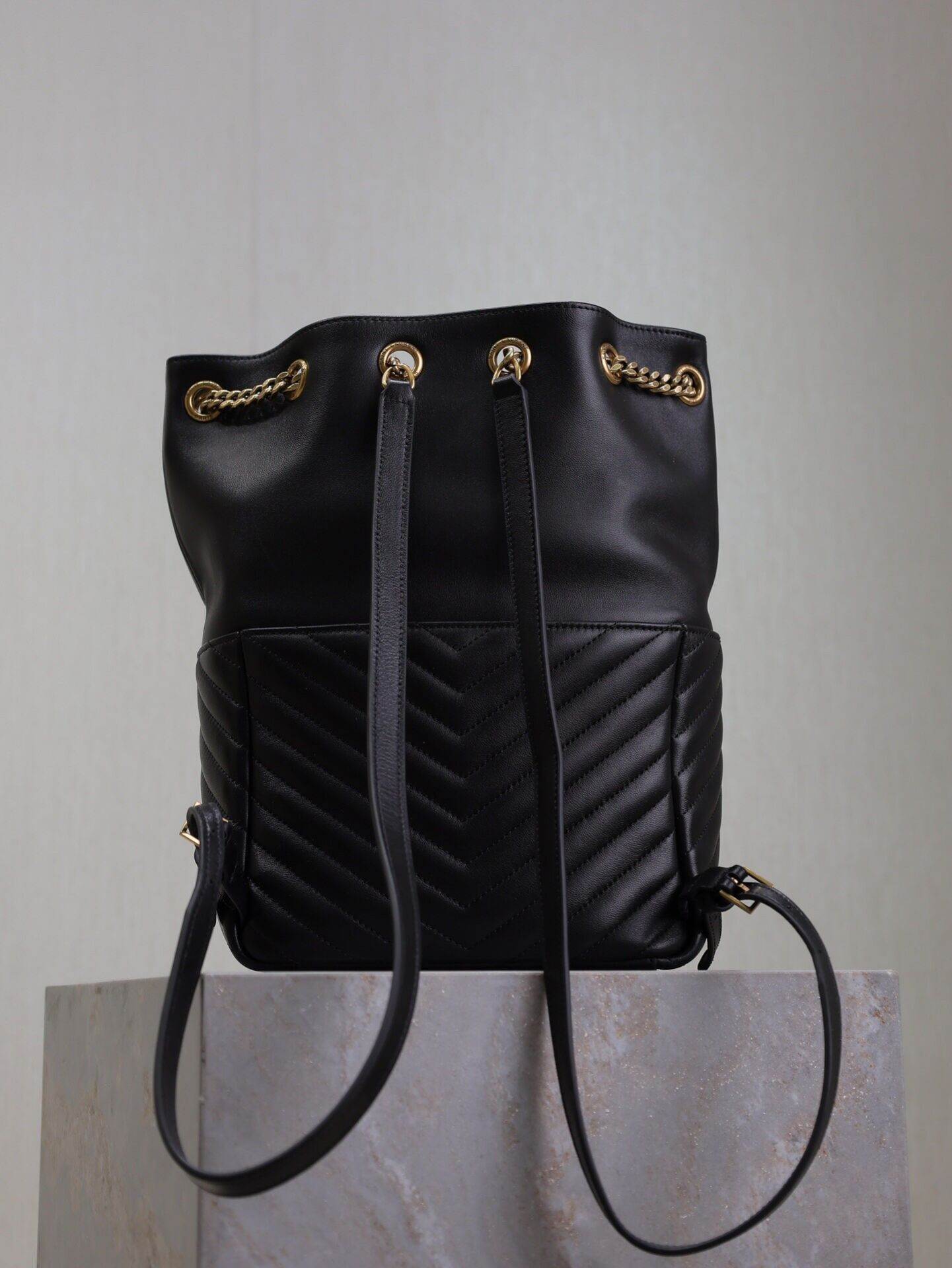 YSL Saint Laurent Joe Drawstring Quilted Backpack 22x29x15cm - Image 3
