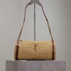 YSL Cassandre Small Cylindrical Woven Bag 30x12x10cm
