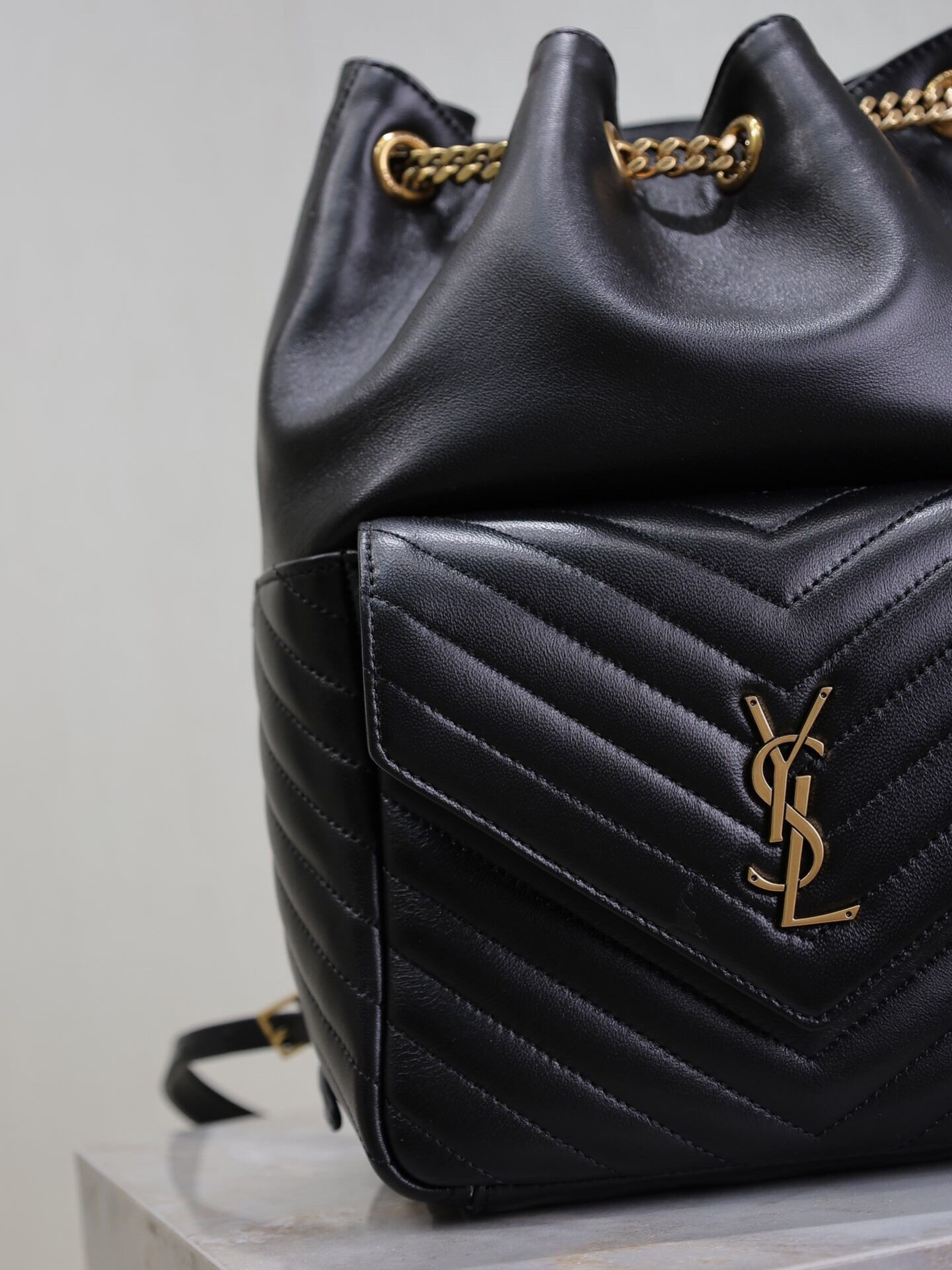 YSL Saint Laurent Joe Drawstring Quilted Backpack 22x29x15cm - Image 7