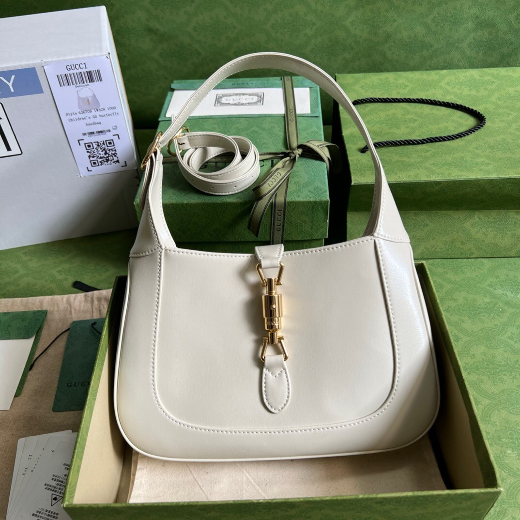 GUCCI JACKIE SMALL SHOULDER BAG Ivory 10.8"W x 7.5"H x 1.6"D