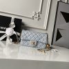 CHANEL MINI FLAP BAG SHINY CALFSKIN & gold-TONE METAL gray 4.7 × 7.8 × 2.3 in