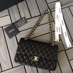 CHANEL SMALL CLASSIC HANDBAG Gold  Metal Black 14.5×23×6cm
