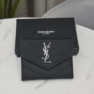Alternative view of YSL cassandre matelass¨¦ compact tri fold wallet in grain de poudre leather 12.5 x 10 x 2.5 cm
