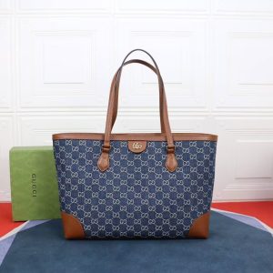 Alternative view of Gucci Denim GG Monogram Medium Ophidia Shopping Tote 38x28x14cm