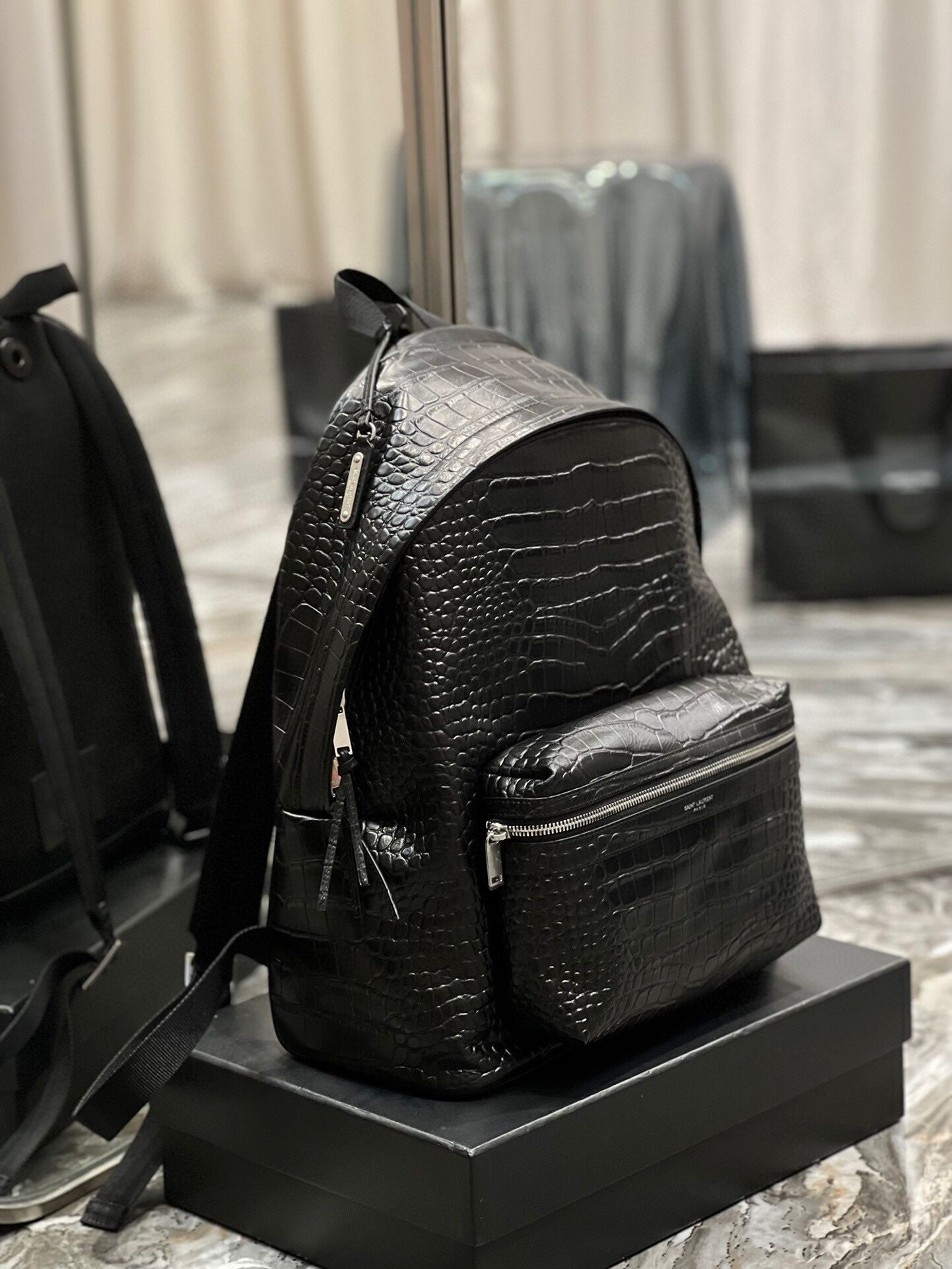 YSL CITY BACKPACK IN CROCODILE-EMBOSSED LEATHER 12.2 X 16.1 X 8.6 inches - Image 6