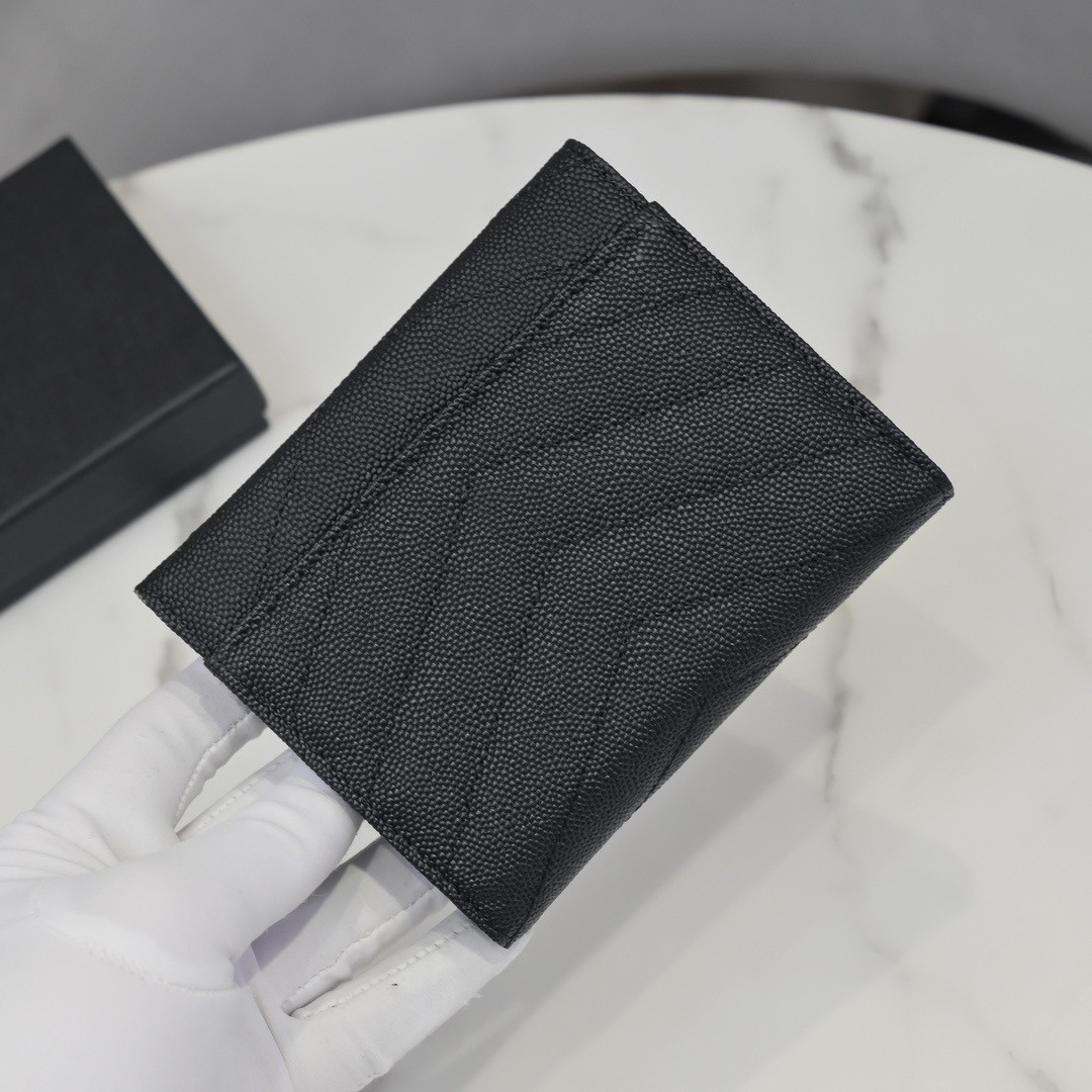 YSL cassandre matelass¨¦ compact tri fold wallet in grain de poudre leather 12.5 x 10 x 2.5 cm - Image 3
