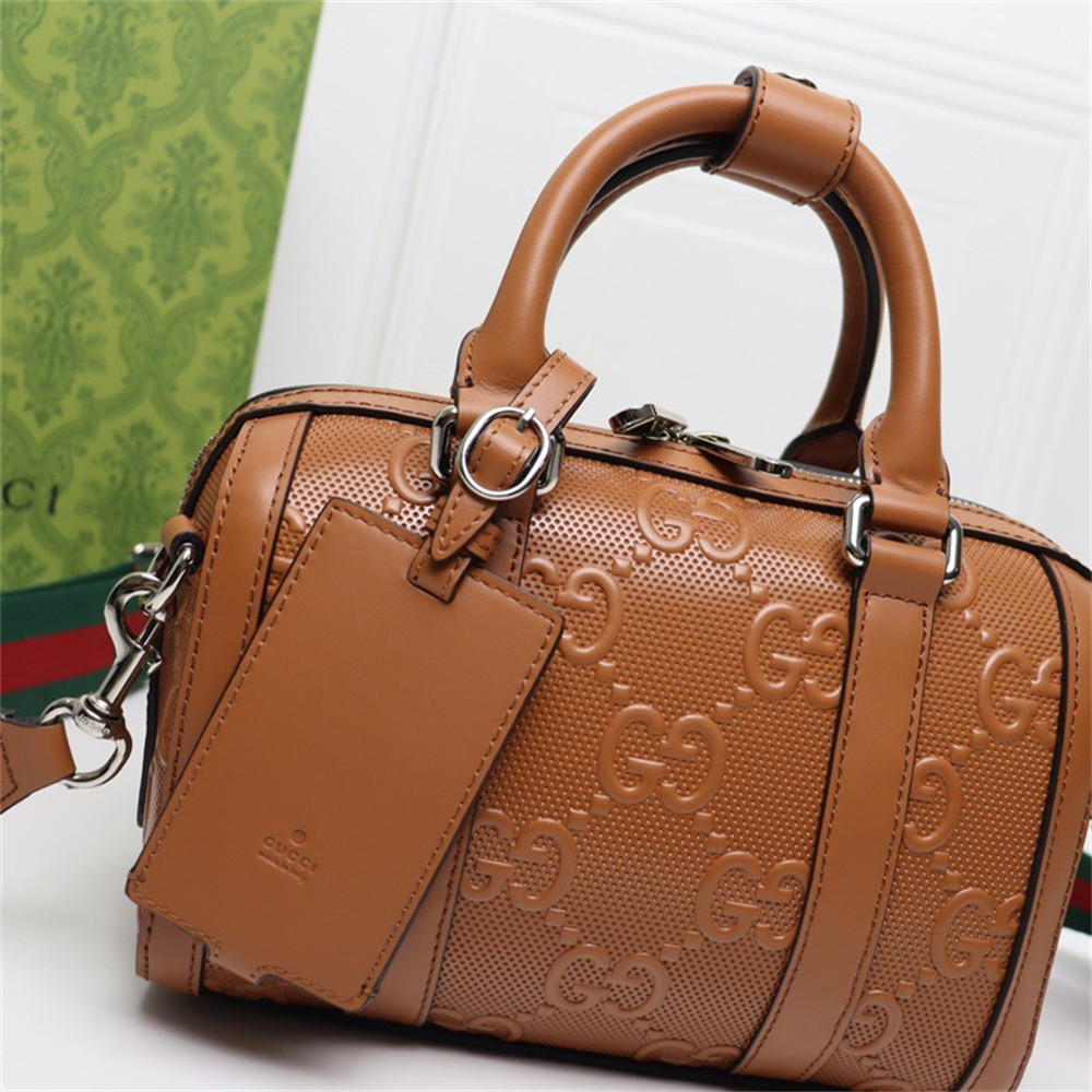 GUCCI JUMBO GG MINI DUFFLE BAG BROWN 8.6"W x 5.9"H x 4.9"D - Image 5