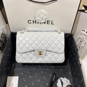 Alternative view of Chanel Classic Flap Jumbo 30cm CF White Gold 7.6 × 11.7 × 3.9 in