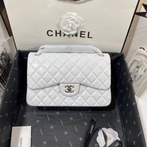 Alternative view of Chanel Classic Flap Jumbo 30cm CF White Silver 7.6 × 11.7 × 3.9 in