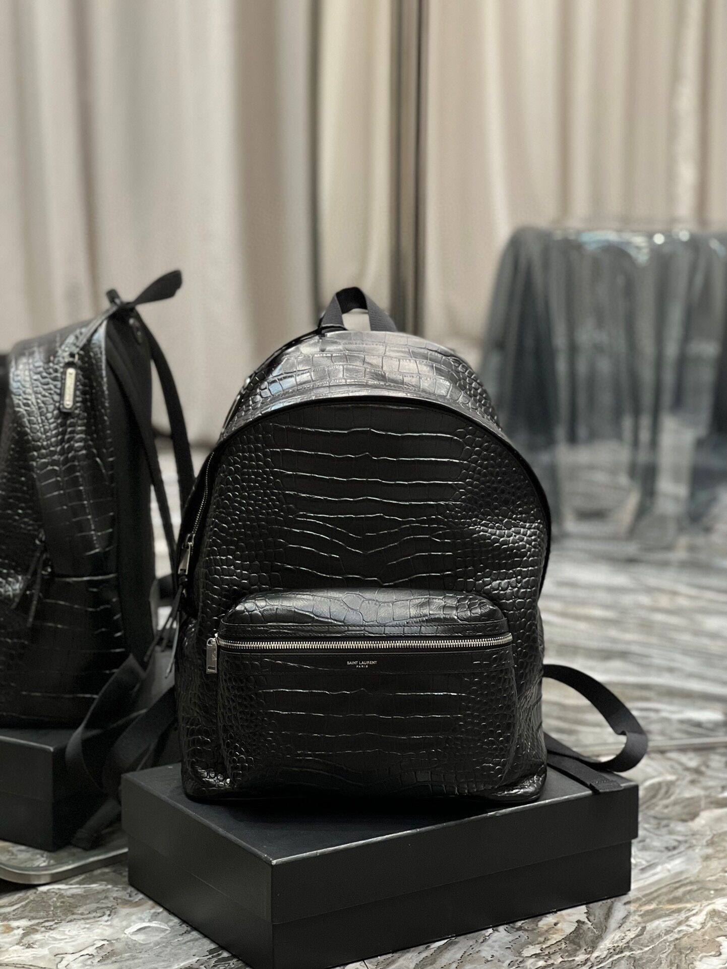 YSL CITY BACKPACK IN CROCODILE-EMBOSSED LEATHER 12.2 X 16.1 X 8.6 inches - Image 5