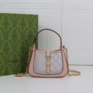 Gucci Jackie 1961 mini crystal GG lizard bag 19x13x3cm