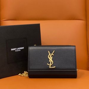 YSL KATE SMALL IN GRAIN DE POUDRE EMBOSSED LEATHER 20x12.5x5cm