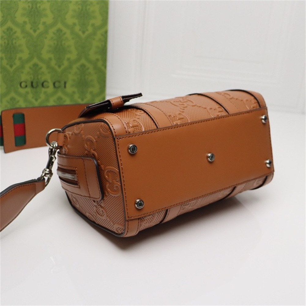 GUCCI JUMBO GG MINI DUFFLE BAG BROWN 8.6"W x 5.9"H x 4.9"D - Image 7