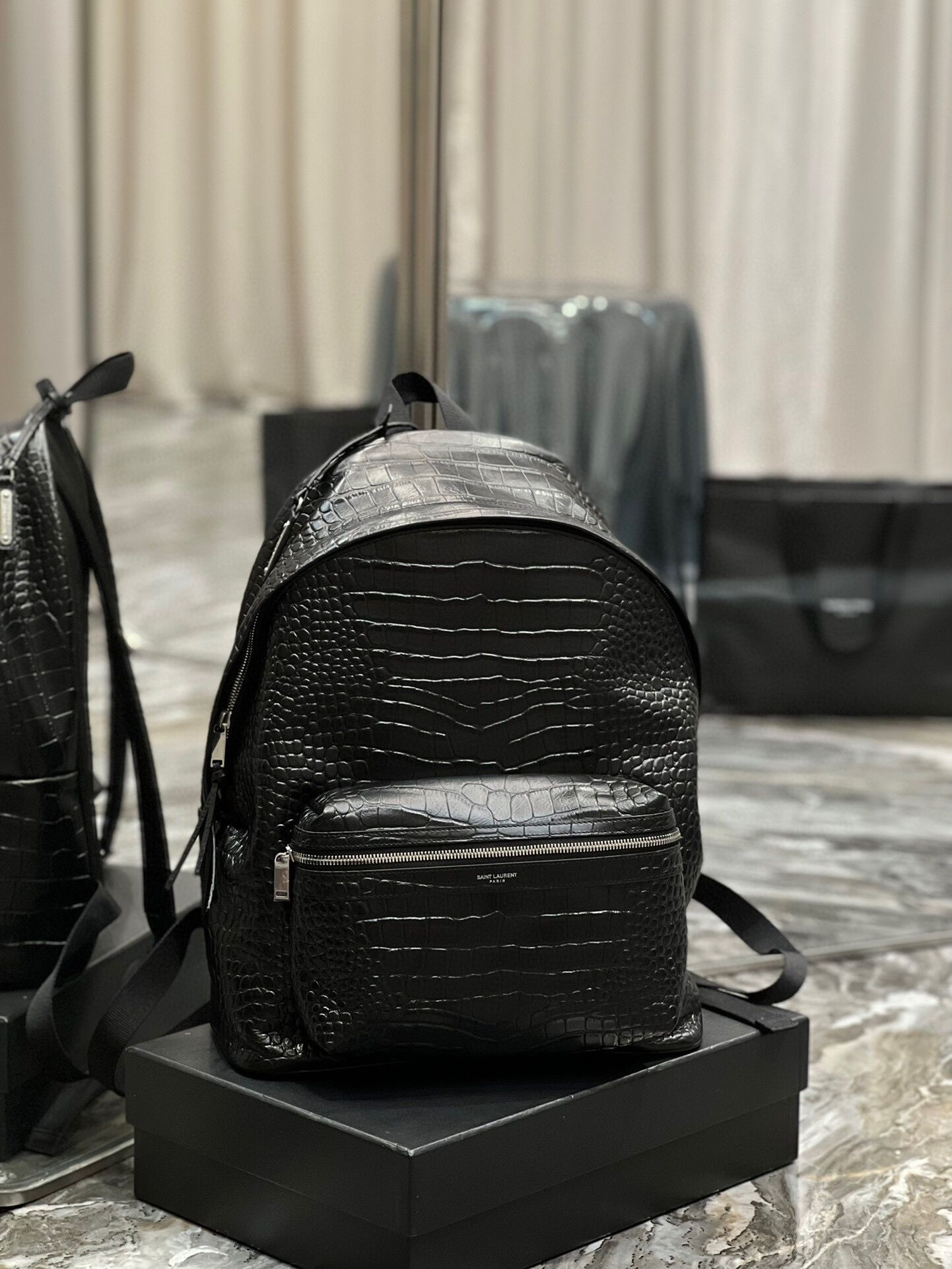 YSL CITY BACKPACK IN CROCODILE-EMBOSSED LEATHER 12.2 X 16.1 X 8.6 inches - Image 2