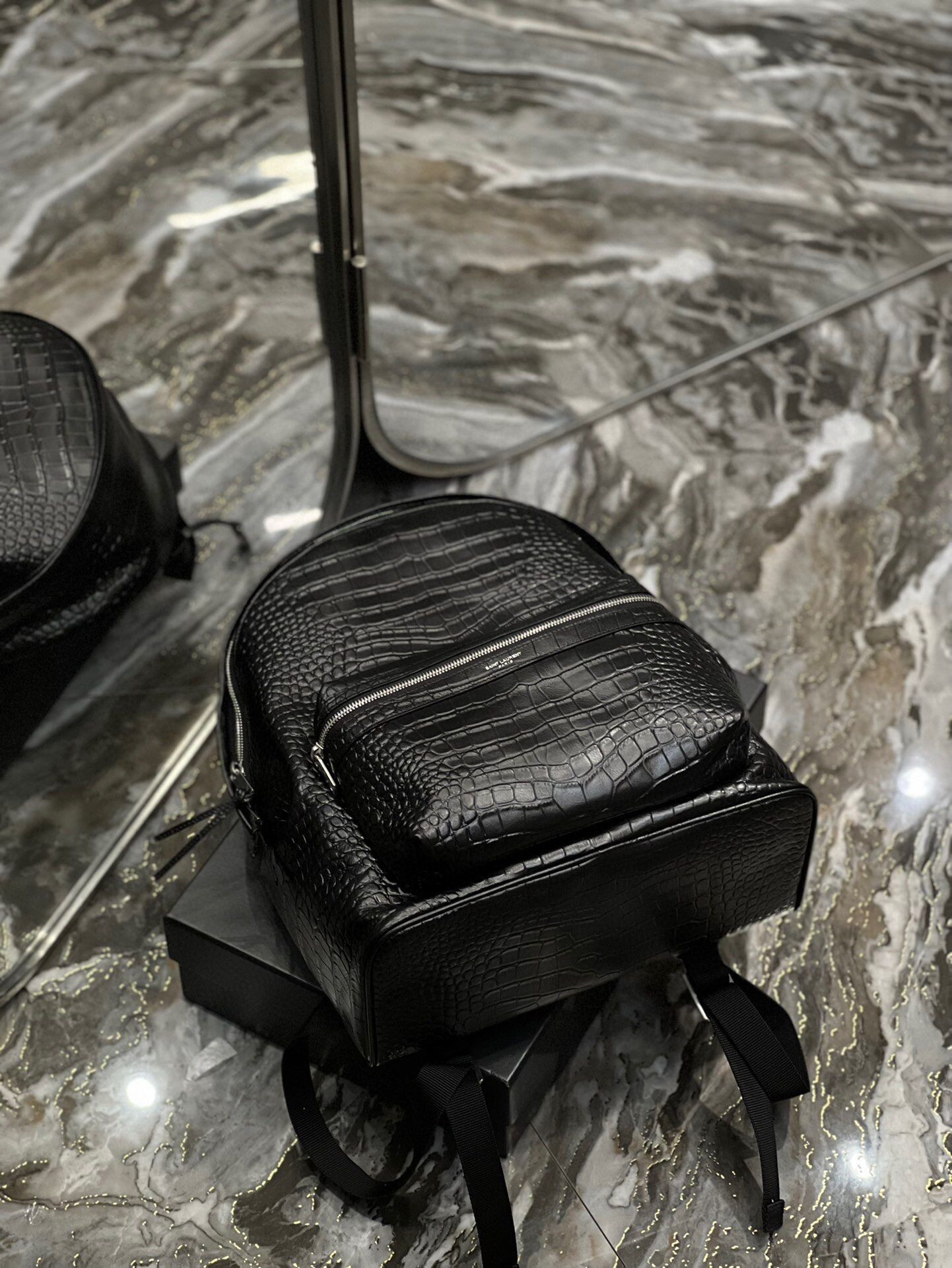 YSL CITY BACKPACK IN CROCODILE-EMBOSSED LEATHER 12.2 X 16.1 X 8.6 inches - Image 4
