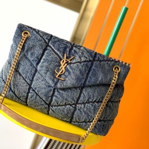 Alternative view of YSL PUFFER in suede and denim 35x23x13.5cm
