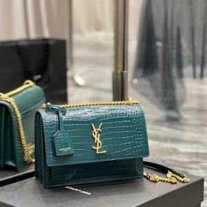 Alternative view of SUNSET MEDIUM CHAIN BAG IN CROCODILE EMBOSSED SHINY LEATHER - Handbags - YSL - Luxury Brands Bags