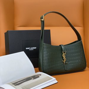 YSL LE 5 ¨¤ 7 IN CROCODILE-EMBOSSED SHINY LEATHER  23 X 16 X 6.5 CM