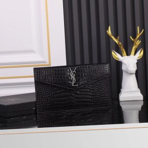 Alternative view of UPTOWN POUCH IN CROCODILE-EMBOSSED SHINY LEATHER BLACK 10.6 X 6.2 X 0.7 INCHES