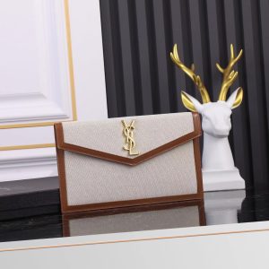UPTOWN POUCH IN CANVAS AND SMOOTH LEATHER NATURAL BEIGE