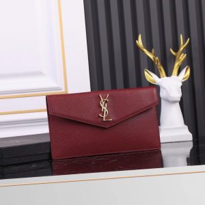 Alternative view of UPTOWN POUCH IN GRAIN DE POUDRE EMBOSSED LEATHER ROUGE OPYUM 10.6 X 6.2 X 0.7 INCHES
