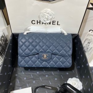 Alternative view of Chanel Classic Flap Jumbo 30cm CF Blue Silver