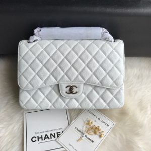 Alternative view of Chanel Classic Flap Jumbo 30cm CF White Silver