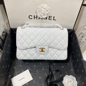 Chanel Classic Flap Jumbo30 CF White Gold