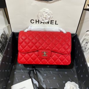 Alternative view of Chanel Classic Flap Jumbo 30cm CF Red Silver