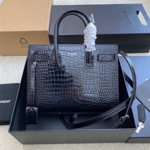 YSL SAC DE JOUR BABY IN CROCODILE EMBOSSED LEATHER BLACK