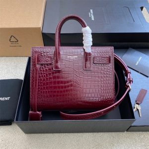 Alternative view of YSL SAC DE JOUR NANO IN CROCODILE EMBOSSED LEATHER ROUGE LEGION 8.6 X 6.8 X 3.5 INCHES