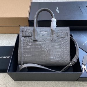 Alternative view of YSL SAC DE JOUR NANO IN CROCODILE EMBOSSED LEATHER DARK GREY 8.6 X 6.8 X 3.5 INCHES