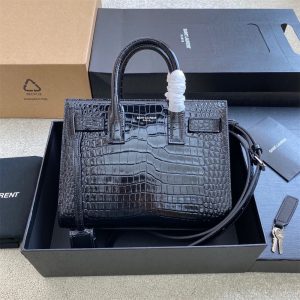 Alternative view of YSL SAC DE JOUR NANO IN CROCODILE EMBOSSED LEATHER BLACK 8.6 X 6.8 X 3.5 INCHES