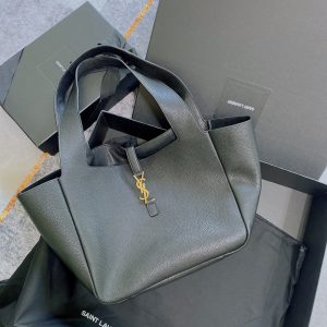 Alternative view of YSL BEA IN GRAINED LEATHER Black