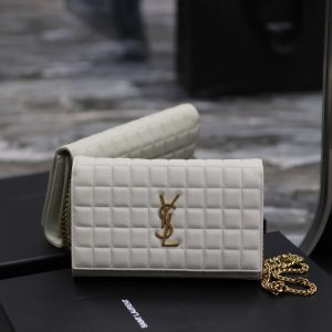 Alternative view of YSL CASSANDRE CHAIN WALLET WHITE