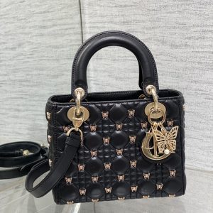 Alternative view of SMALL LADY DIOR Black with Butterfly Studs