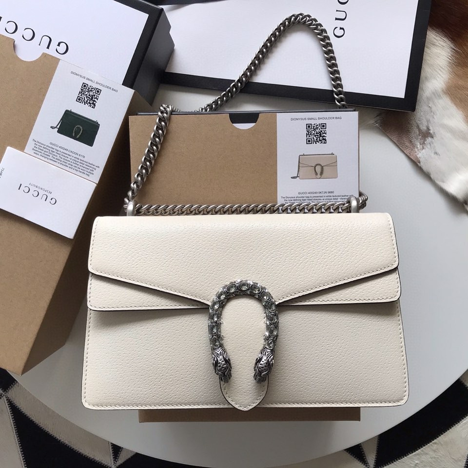 Alternative view of GUCCI DIONYSUS LEATHER SMALL RECTANGULAR BAG WHITE 28x17x9cm