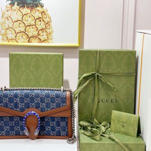 Alternative view of GUCCI DIONYSUS SMALL SHOULDER BAG BLUE 11"Wx7"Hx3.5"D