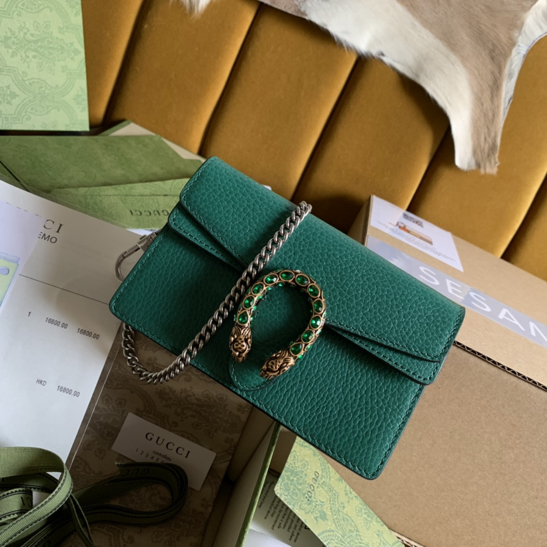 GUCCI DIONYSUS LEATHER SUPER MINI BAG GREEN