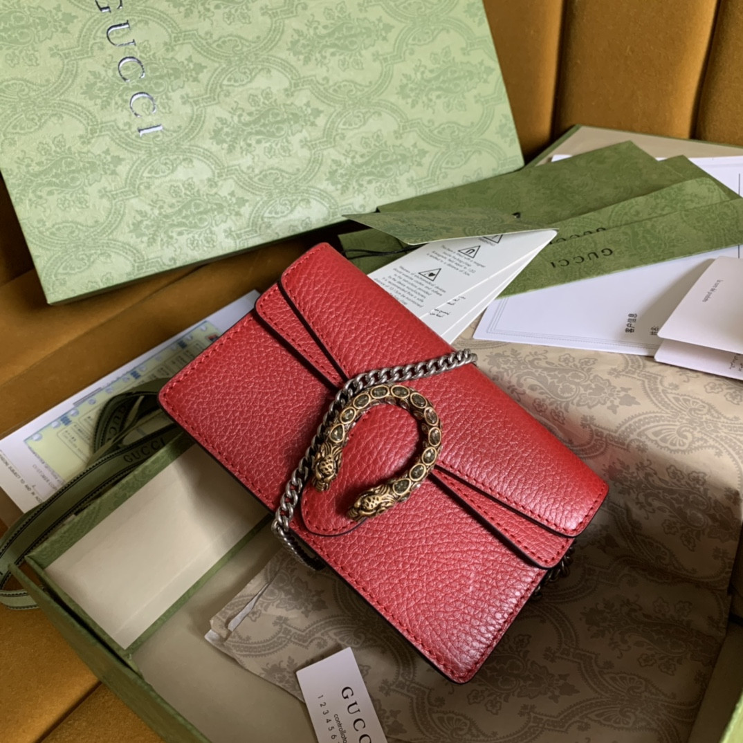 Alternative view of GUCCI DIONYSUS LEATHER SUPER MINI BAG RED