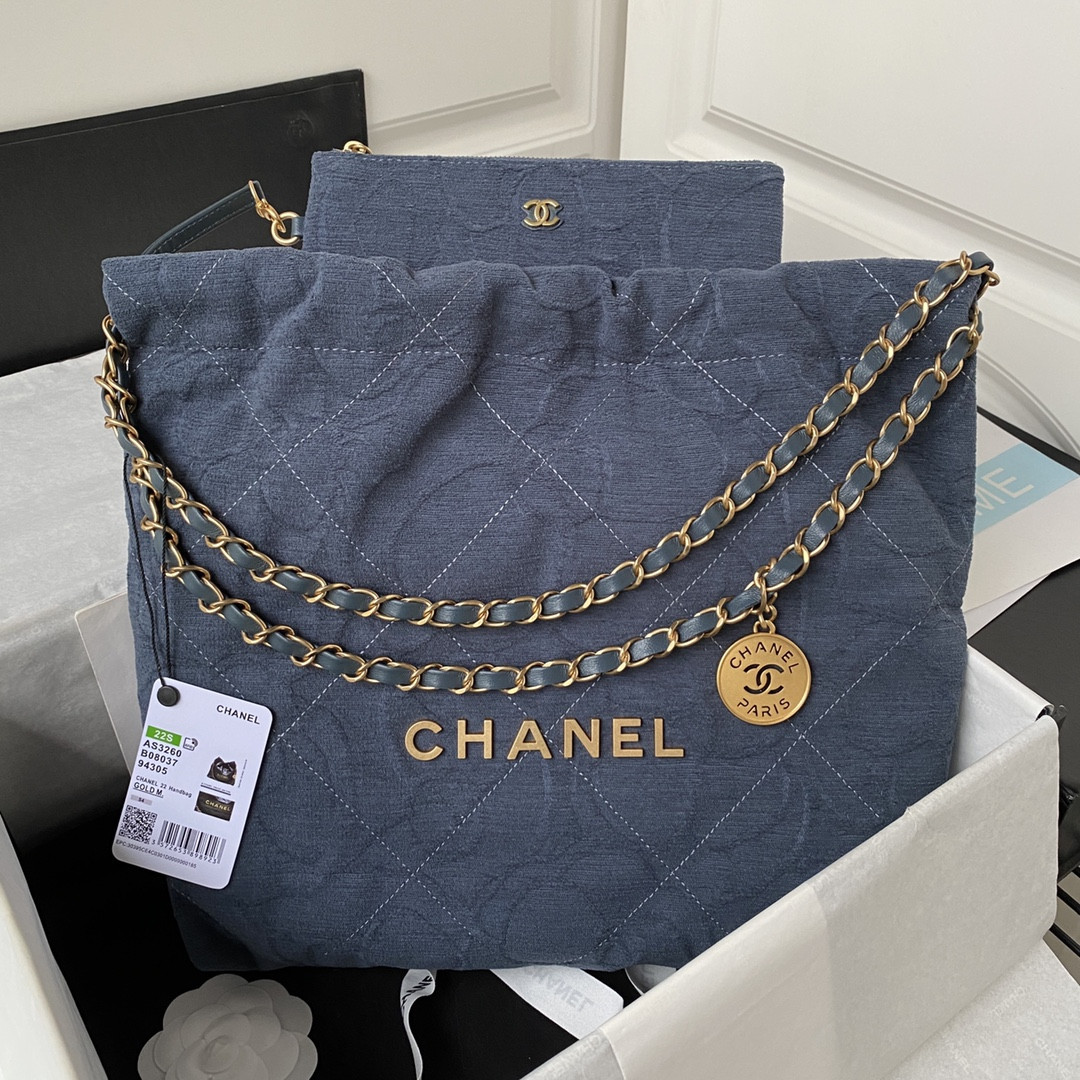 Alternative view of CHANEL 22 SMALL HANDBAG velvet NAVY 13.7¡Á14.4¡Á2.7 in