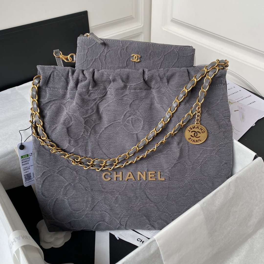 Alternative view of CHANEL 22 SMALL HANDBAG velvet GREY 13.7¡Á14.4¡Á2.7 in