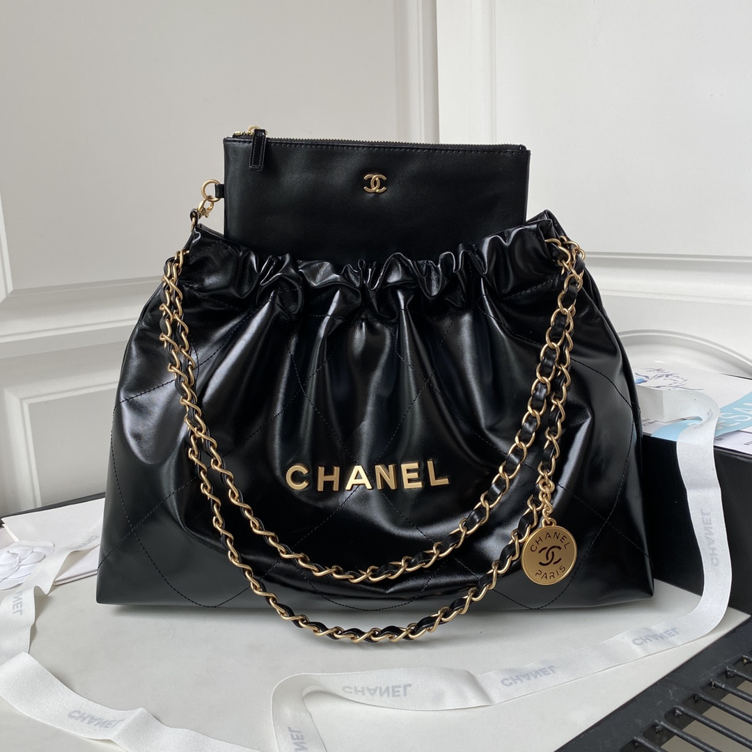 Alternative view of CHANEL 22 HANDBAG Shiny Calfskin BLACK 30¡Á45¡Á8cm