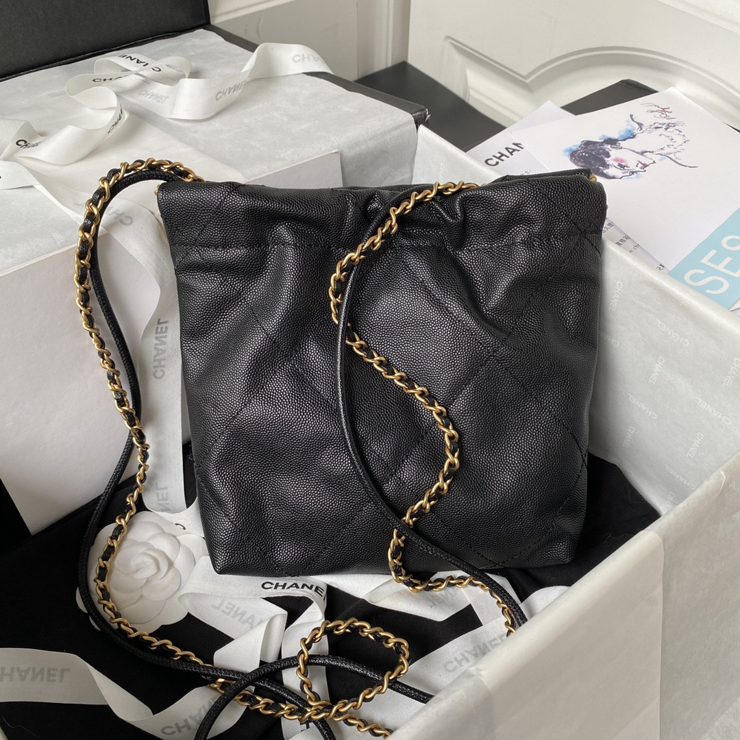 CHANEL 22 MINI HANDBAG GRAINED LEATHER BLACK 7.8 ¡Á 7.4 ¡Á 2.3 in - Image 3
